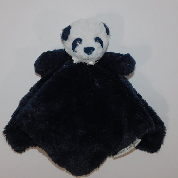 Blankets & Beyond Navy Blue White Panda Bear Security  Blanket Nunu Baby Lovey - Picture 7 of 7